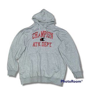 Champion Athletic Department Hoodie Sweatshirt Heather Grey Red Black BIG TALL
